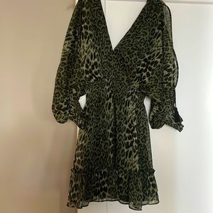Green and black cheetah dress